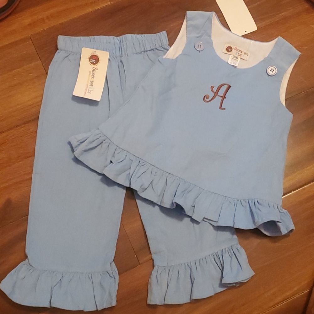 2 piece set of corduroy A monogrammed outf…